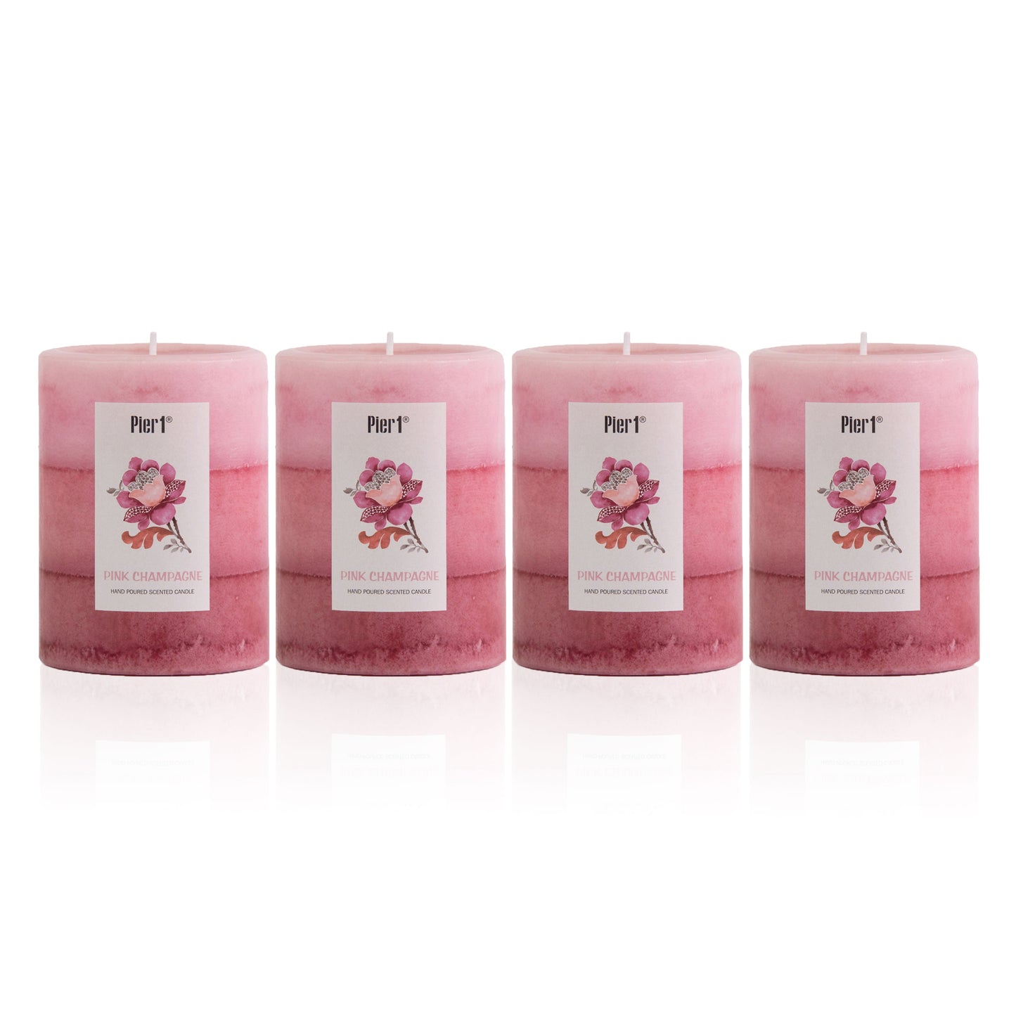 Pier 1 Pink Champagne 3x4 Layered Set of 4 Pillar Candles - The Home Resolution