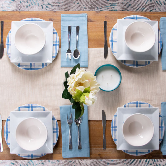 Pier 1 Country Blue Plaid Set of 4 Rice Bowls - The Home Resolution