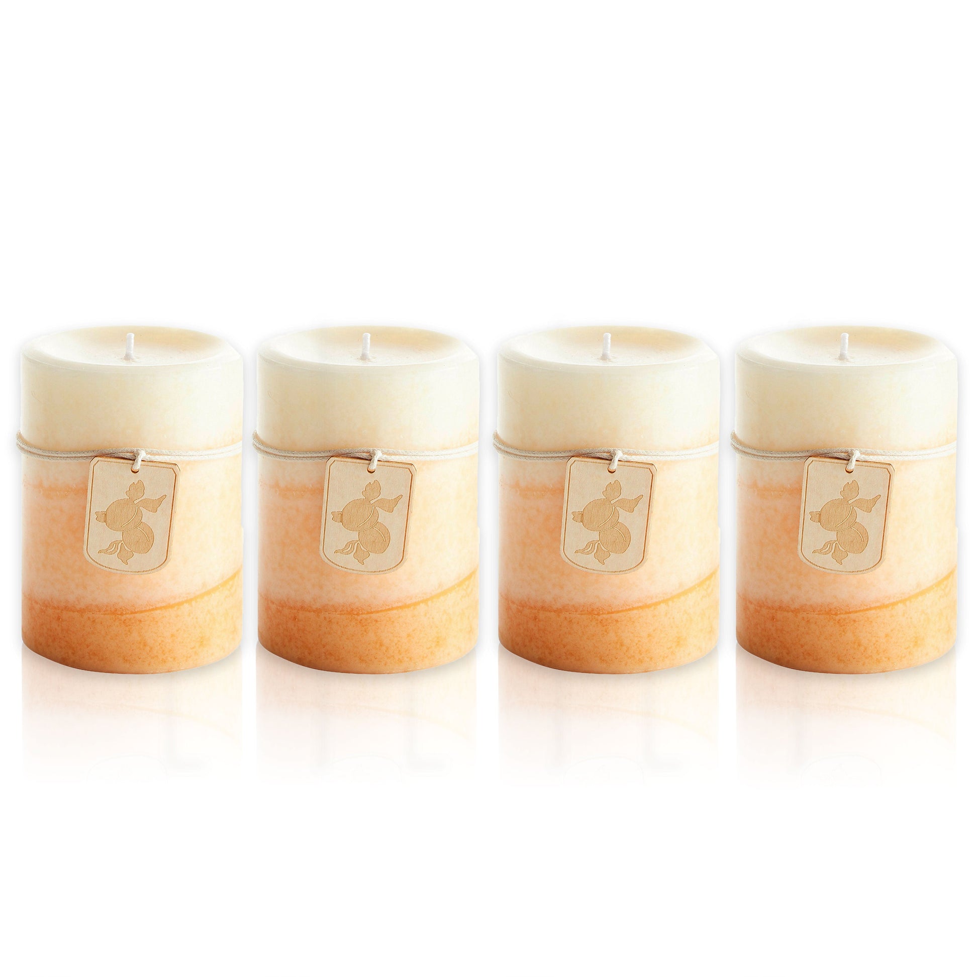 Pier 1 Ginger Peach 3x4 Layered Set of 4 Pillar Candles - The Home Resolution