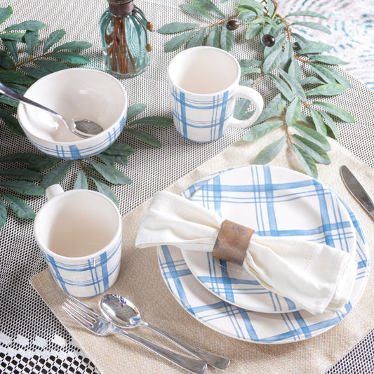 Pier 1 Country Blue Plaid Set of 4 Salad Plates - The Home Resolution