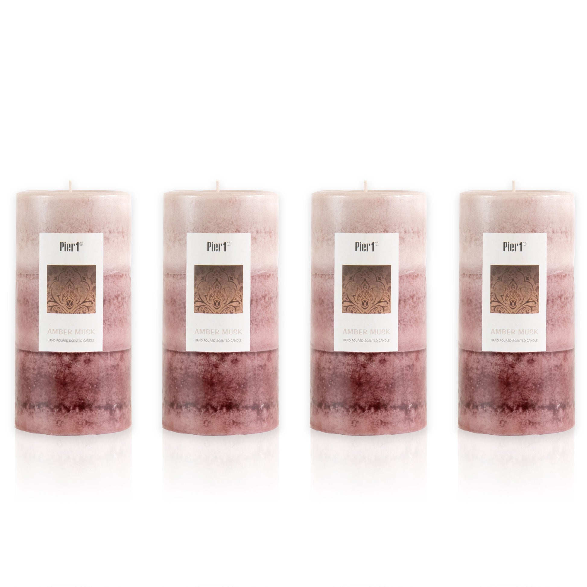 Pier 1 Amber Musk 3x6 Layered Set of 4 Pillar Candles - The Home Resolution