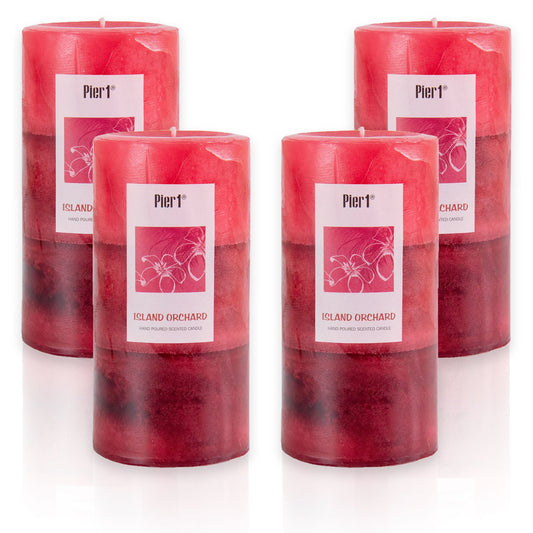 Pier 1 Island Orchard 3x6 Layered Set of 4 Pillar Candles - The Home Resolution