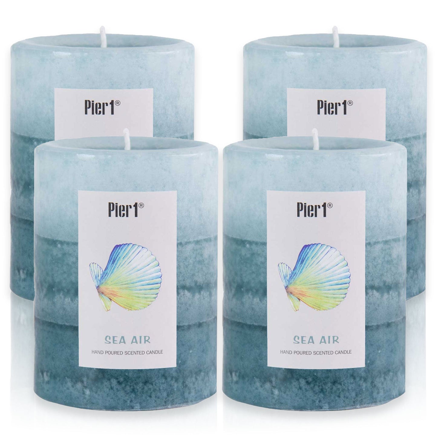 Pier 1 Sea Air Layered 3x4 Set of 4 Pillar Candles - The Home Resolution