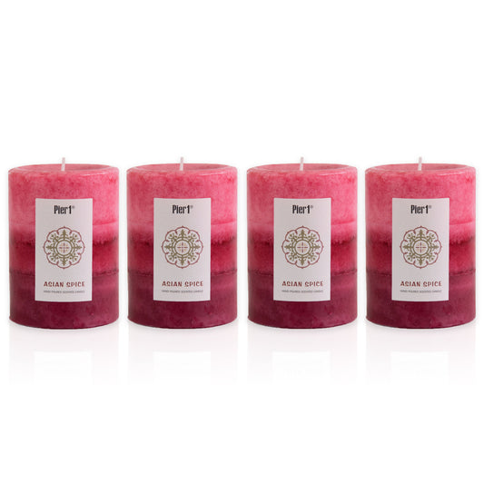 Pier 1 Asian Spice 3x4 Layered Set of 4 Pillar Candles - The Home Resolution