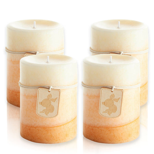 Pier 1 Ginger Peach 3x4 Layered Set of 4 Pillar Candles - The Home Resolution