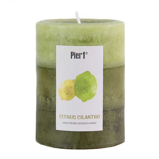 Pier 1 Citrus Cilantro Layered 3x4 Pillar Candle - The Home Resolution