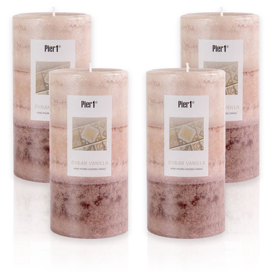 Pier 1 Cuban Vanilla 3x6 Layered Set of 4 Pillar Candles - The Home Resolution