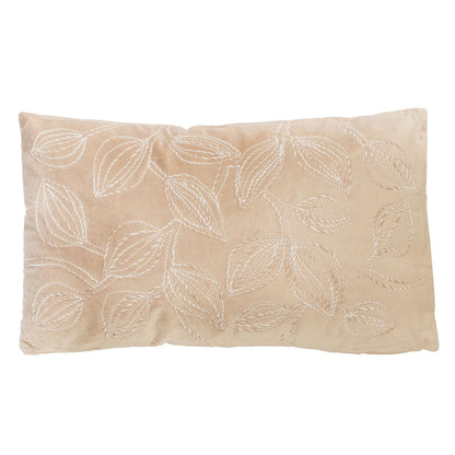Pier 1 Velvet Embroidered Leaf Lumbar Pillow Natural - The Home Resolution