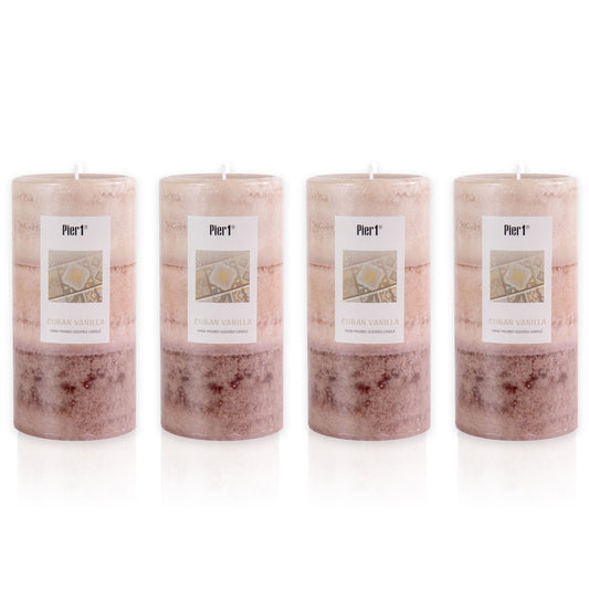 Pier 1 Cuban Vanilla 3x6 Layered Set of 4 Pillar Candles - The Home Resolution