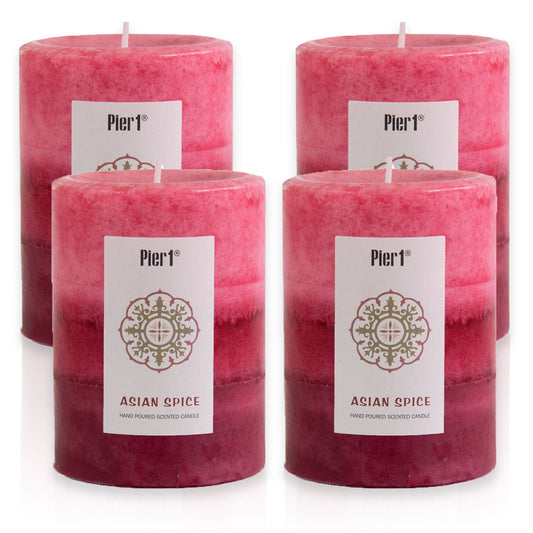 Pier 1 Asian Spice 3x4 Layered Set of 4 Pillar Candles - The Home Resolution