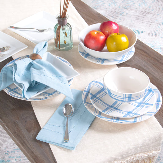 Pier 1 Country Blue Plaid Set of 4 Rice Bowls - The Home Resolution