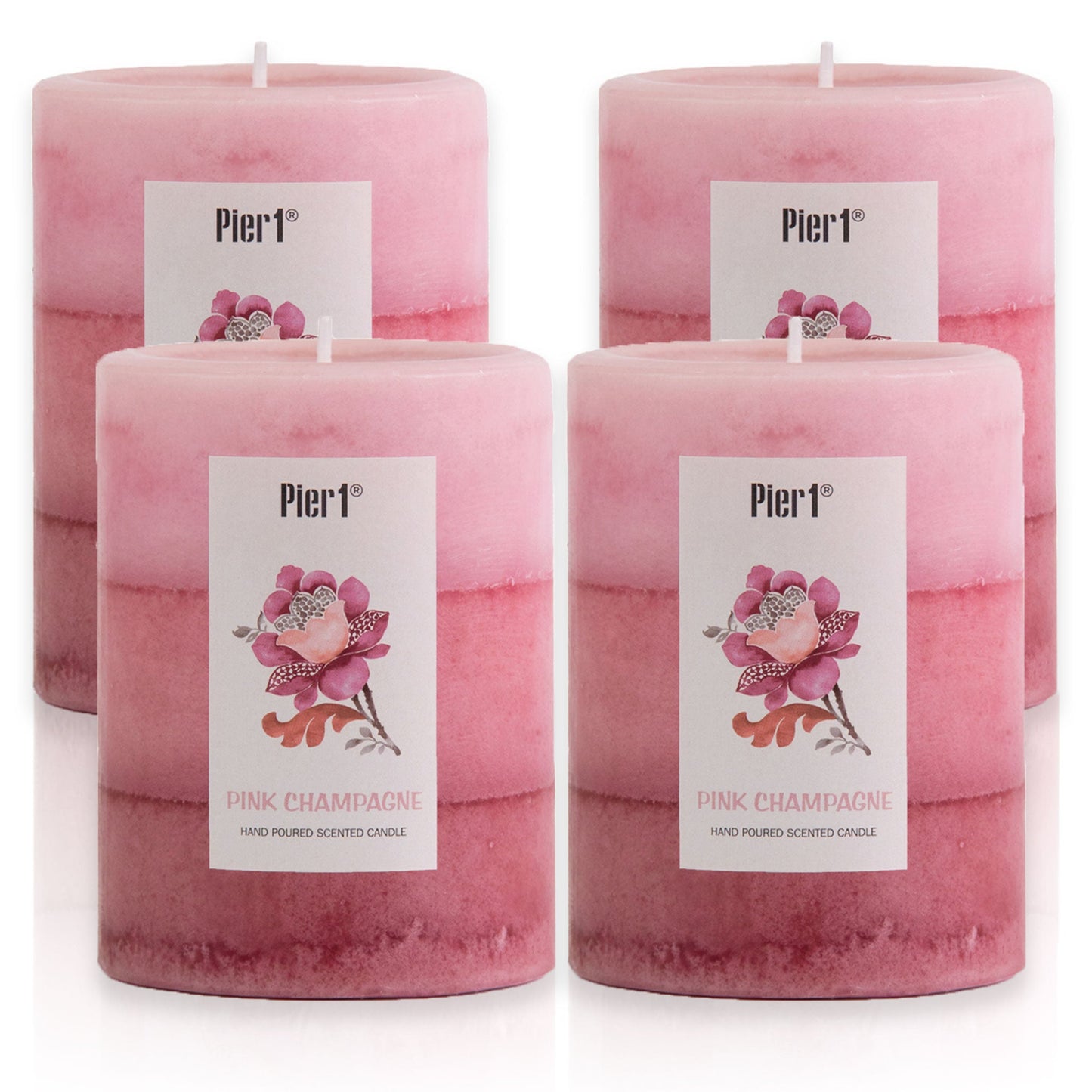 Pier 1 Pink Champagne 3x4 Layered Set of 4 Pillar Candles - The Home Resolution
