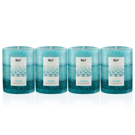 Pier 1 Oceans Layered Pillar Set of 4 Candles - The Home Resolution