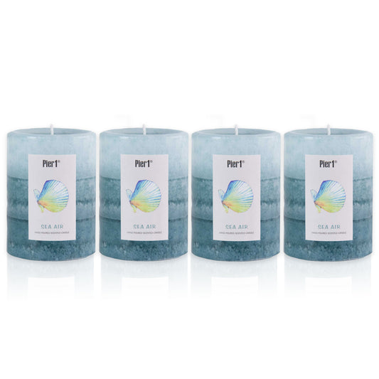 Pier 1 Sea Air Layered 3x4 Set of 4 Pillar Candles - The Home Resolution