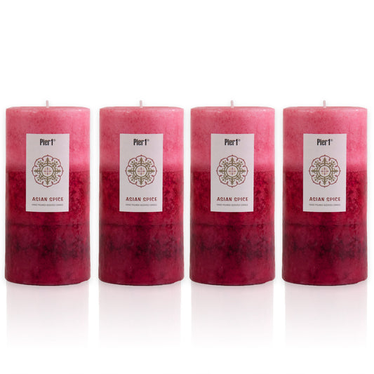 Pier 1 Asian Spice 3x6 Layered Set of 4 Pillar Candles - The Home Resolution