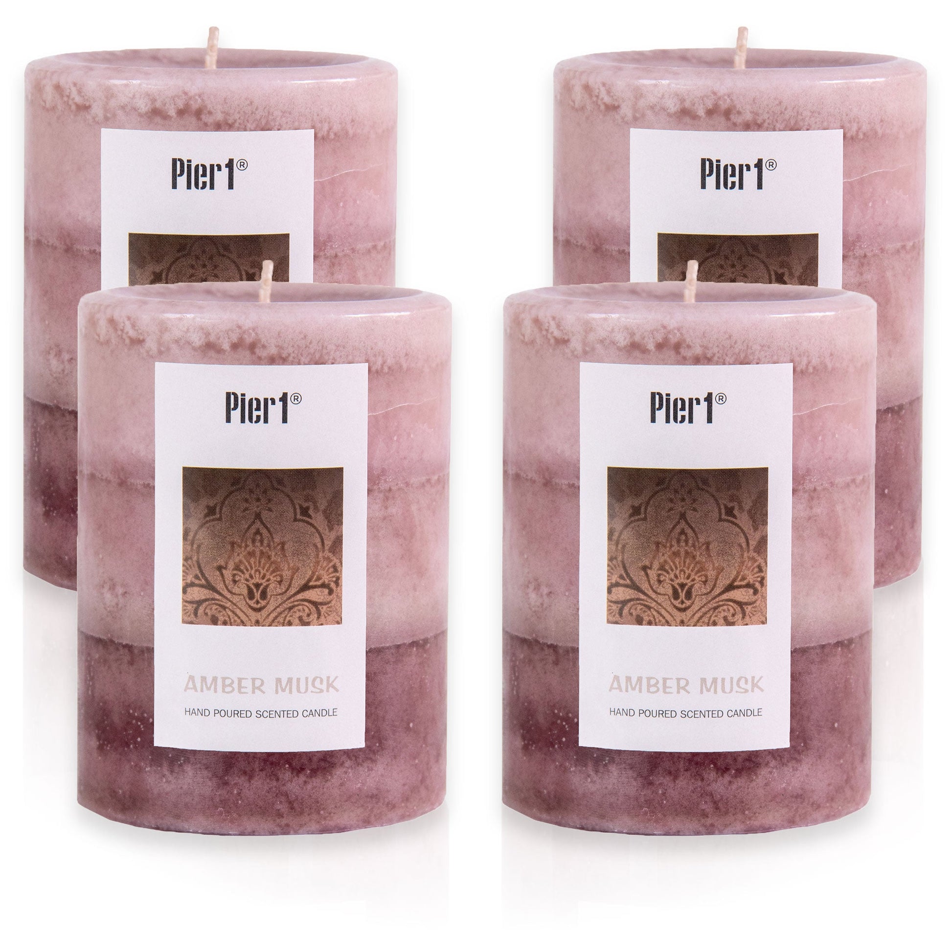 Pier 1 Amber Musk 3x4 Layered Set of 4 Pillar Candles - The Home Resolution